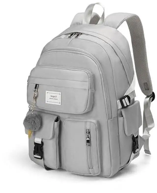 Alt view image 3 of 5 - Jaygulf Girls Backpack Stylish Schoolbag Set for College or High Student Laptop Backpack for Women Grey