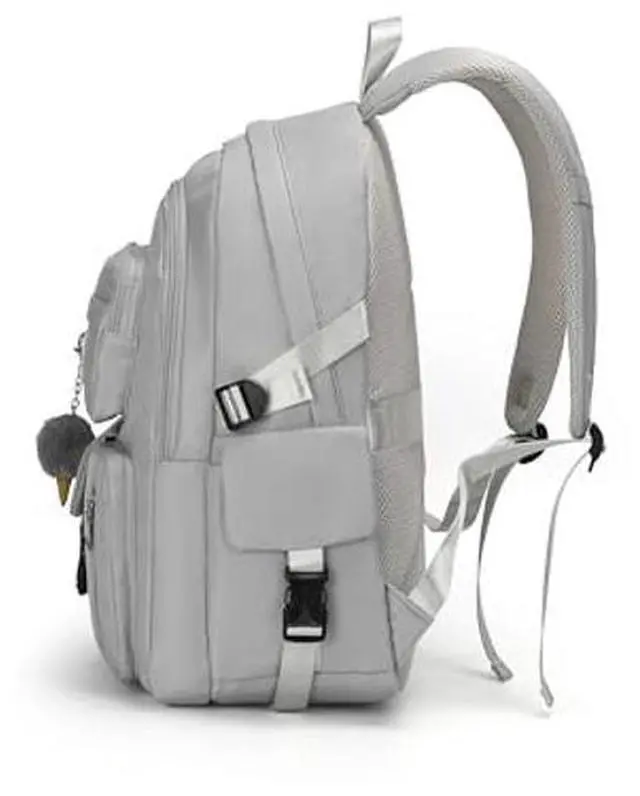 Alt view image 4 of 5 - Jaygulf Girls Backpack Stylish Schoolbag Set for College or High Student Laptop Backpack for Women Grey