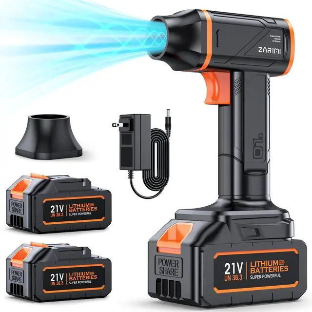 Main image of Electric Compressed Air Duster - 1000,000 RPM Rechargeable Cordless Air Blower with Brushless Motor - 2 Batteries & Charger - Replaces Canned Air - for Outdoor, Cars, Computer, Keyboards Cleaning