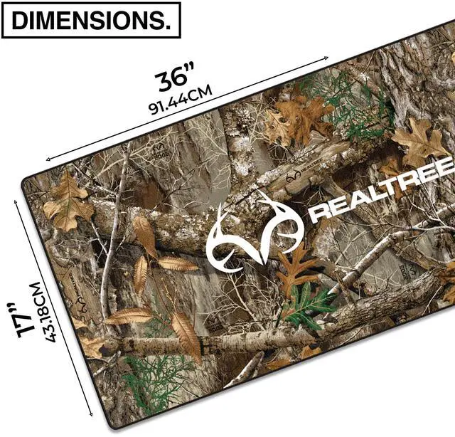 Alt view image 2 of 5 - MPCO. Real Tree Large Gaming Desk Pad - 36" x 17" Aeroglyde Fabric Edge Green  With Logo Desk Mats - Non-slip, Washable, Smooth Glide for Precision Gaming & Work