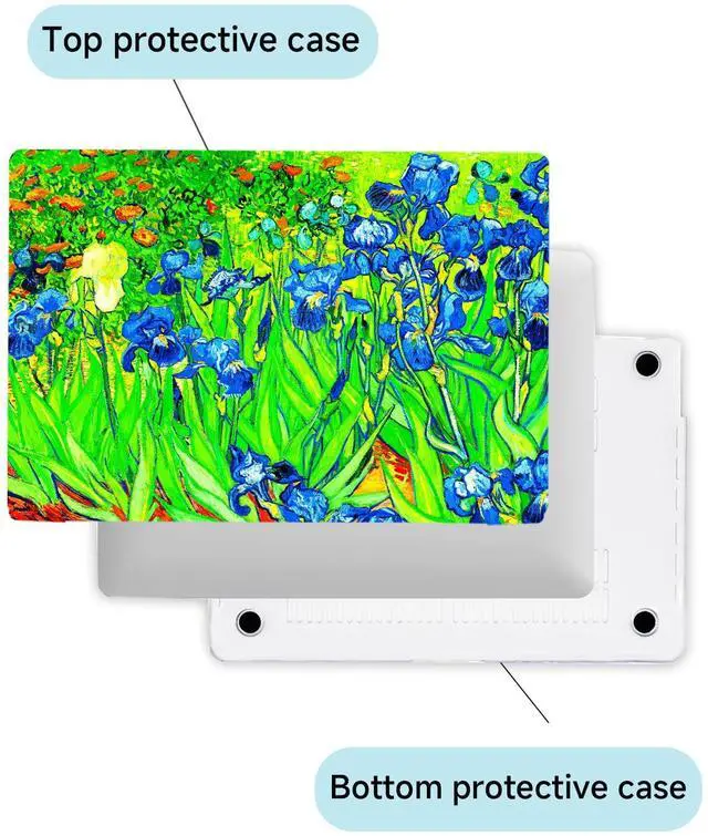 Alt view image 5 of 5 - Fulbrio Arts Compatible with MacBook Pro 13 inch Hard Shell Matte Finish Case Skin, 2022, 2021 Release A2251/A2289/A2338 Slim with Keyboard Cover,Green Flower, Irises by Van Gogh