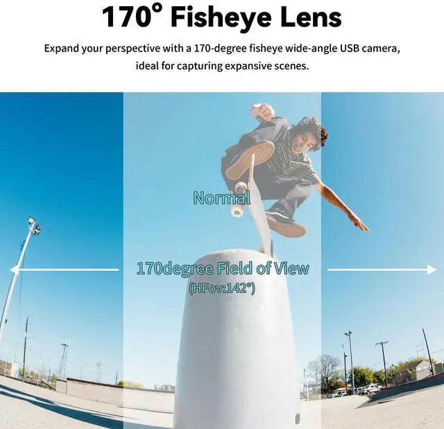 Alt view image 3 of 5 - MMlove 5MP USB Camera 1944P HD Webcam 170 Degree Wide Angle Fisheye Lens Plug&Play USB Webcam for Skype/Zoom/FaceTime/Hangouts,PC/Laptop/Raspberry Pi