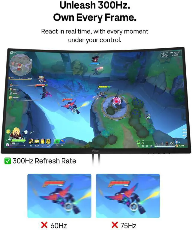 Alt view image 3 of 5 - Pixio PXC279 Wave 27 inch 300Hz Refresh Rate FHD 1080p Resolution 1650R Curved Fast VA Panel 1ms GTG Response Time Adaptive Sync HDR Curved Gaming Monitor