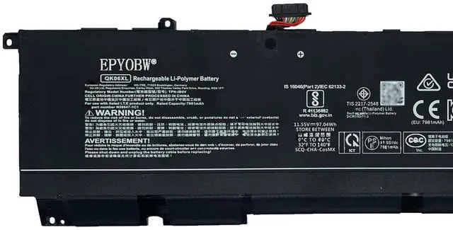 Alt view image 2 of 5 - EPYOBW QK06XL Laptop Battery 97.04Wh 7981mAh 11.55V Compatible with HP Omen Transcend 16(2024) 16-u1095ng 16-u0032TX 16-U0000 16-U1000 Series N28647-1C1 TPN-IB0V N28832-005 N28647-1E1