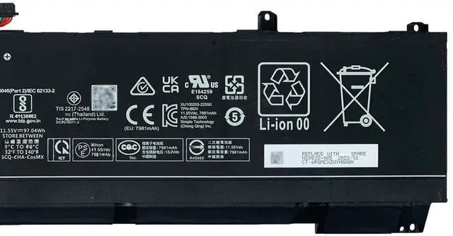 Alt view image 3 of 5 - EPYOBW QK06XL Laptop Battery 97.04Wh 7981mAh 11.55V Compatible with HP Omen Transcend 16(2024) 16-u1095ng 16-u0032TX 16-U0000 16-U1000 Series N28647-1C1 TPN-IB0V N28832-005 N28647-1E1