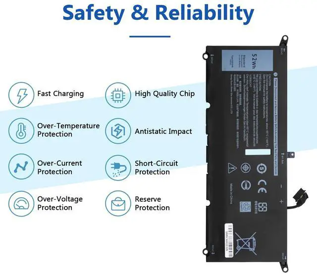Alt view image 3 of 5 - DXGH8 52W Laptop Battery Replacement for Dell XPS 13 9380 9370 2019 7390 Series Vostro 5390 5391 Series Inspiron 7390 2-in-1 7391 2-in-1 Series H754V 0H754V 0V48RM V48RM HK6N5 P113G001 P114G001