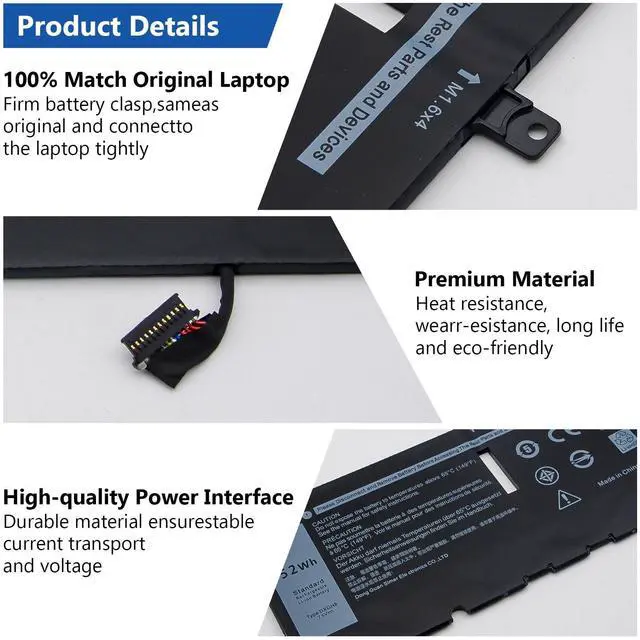 Alt view image 4 of 5 - DXGH8 52W Laptop Battery Replacement for Dell XPS 13 9380 9370 2019 7390 Series Vostro 5390 5391 Series Inspiron 7390 2-in-1 7391 2-in-1 Series H754V 0H754V 0V48RM V48RM HK6N5 P113G001 P114G001