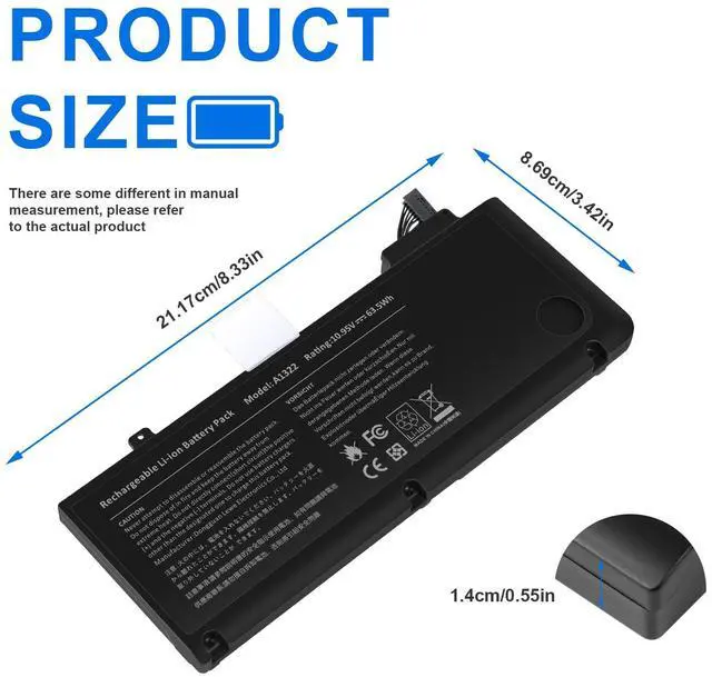 Alt view image 4 of 5 - TREE.NB A1322 A1278 Laptop Battery for MacBook Pro 13 inch [2009 2010 2011 2012 Version]not for A1278 [2008 Version], 63.5Wh 10.95V Lithium Ion Battery