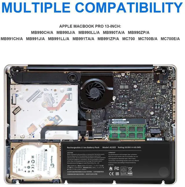 Alt view image 5 of 5 - TREE.NB A1322 A1278 Laptop Battery for MacBook Pro 13 inch [2009 2010 2011 2012 Version]not for A1278 [2008 Version], 63.5Wh 10.95V Lithium Ion Battery