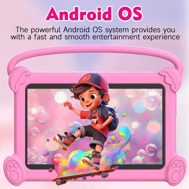 Alt view image 3 of 5 - Kids Tablet 7 inch 3-9 for Kids,32GB ROM Toddler with Shockproof Case,Kids Android Software Installed Netflix,YoutTube, aiwawa Apps Parent Controls,Dual Camra, WiFi,FM, GPS (Pink)