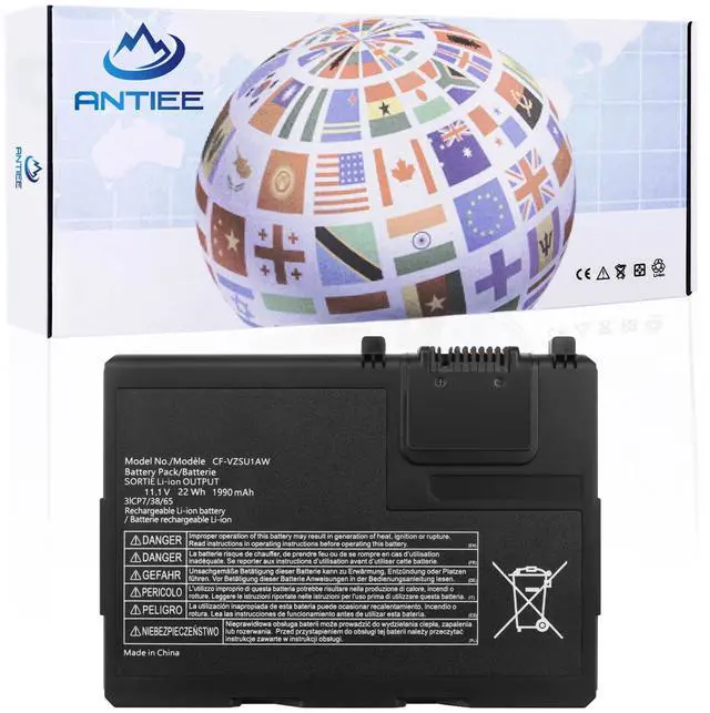 Main image of ANTIEE CF-VZSU1AW Battery Replacement for Panasonic Toughbook CF-33, Toughbook CF-33AEHFATG, Toughbook CF-33AEQGATG, Toughbook CF-33mk1 Series, CF-VZSU1AJS, CF-VZSU1AR, CF-VZSU1AW 1950mAh 21.65Wh