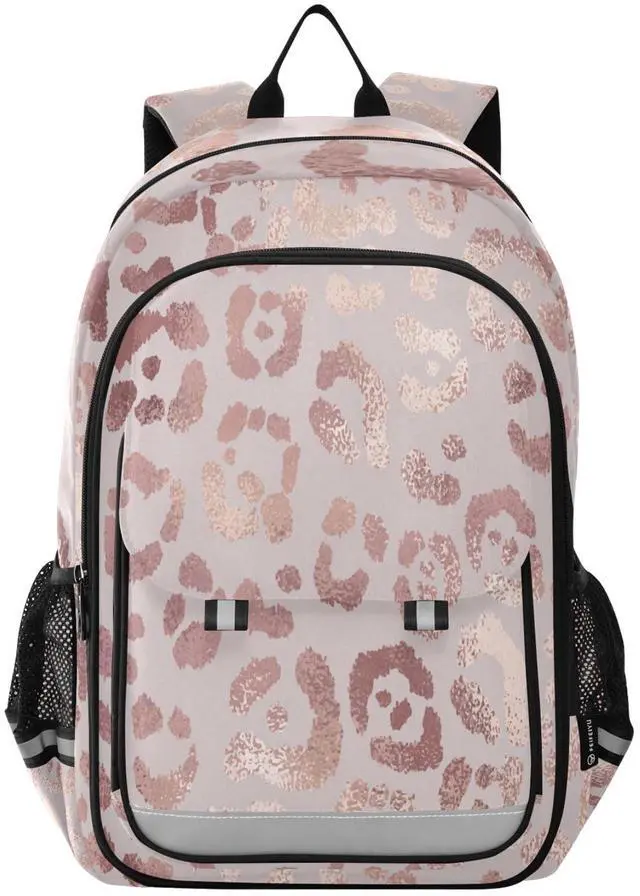 Main image of ALAZA Rose Gold Leopard Cheetah Print Pink School Backpacks Middle High Schoolbag Lightweight Bookbag Large Capacity Laptop Backpack