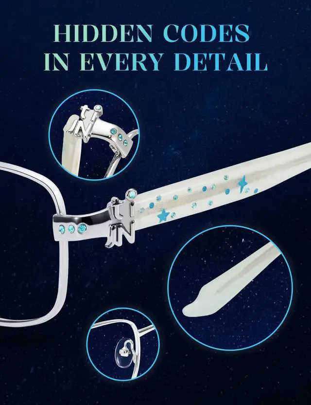 Alt view image 5 of 5 - TIJN Blue Light Blocking Glasses for Woman Men, Square Acetate Metal Frame Eye Glasses for Cosplay & Anime Girl, Rin