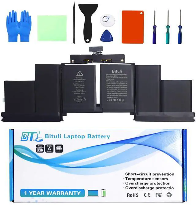 Main image of Bituli A1494 A1398 Laptop MacBook Pro Battery A1618 Replacement for MacBook Pro 15 Inch Retina A1398 (Late 2013, Mid 2014, Early 2015)