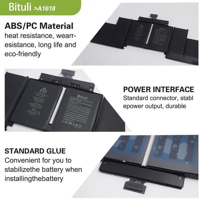 Alt view image 3 of 5 - Bituli A1494 A1398 Laptop MacBook Pro Battery A1618 Replacement for MacBook Pro 15 Inch Retina A1398 (Late 2013, Mid 2014, Early 2015)