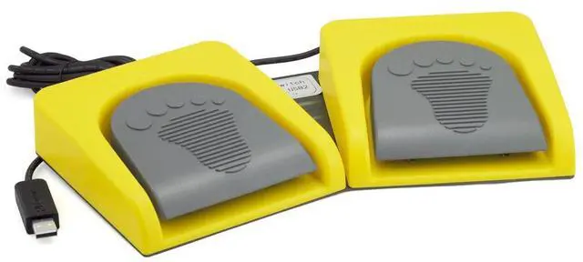 Main image of iKKEGOL USB Double 2 Foot Switch Control Pedal Video Game Customized PC Keyboard Multimedia Key Free Drive HID for Push to Talk Yellow