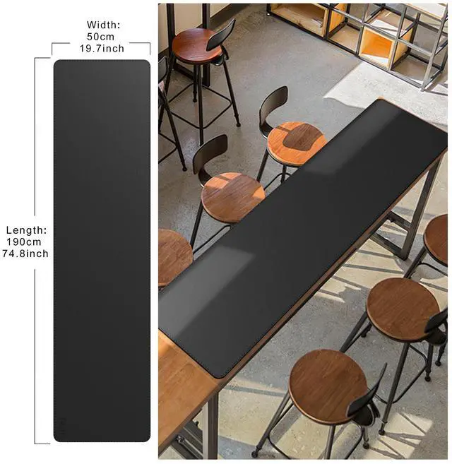 Alt view image 2 of 4 - Cacoy 74.8"x19.7" Leather Desk Mat, PU Leather Office Computer Pad, Extended Gaming Mouse Pad, Desk Blotter and Office Table Mat, Waterproof Desktop Protector Laptop Matt for Desktop, Black
