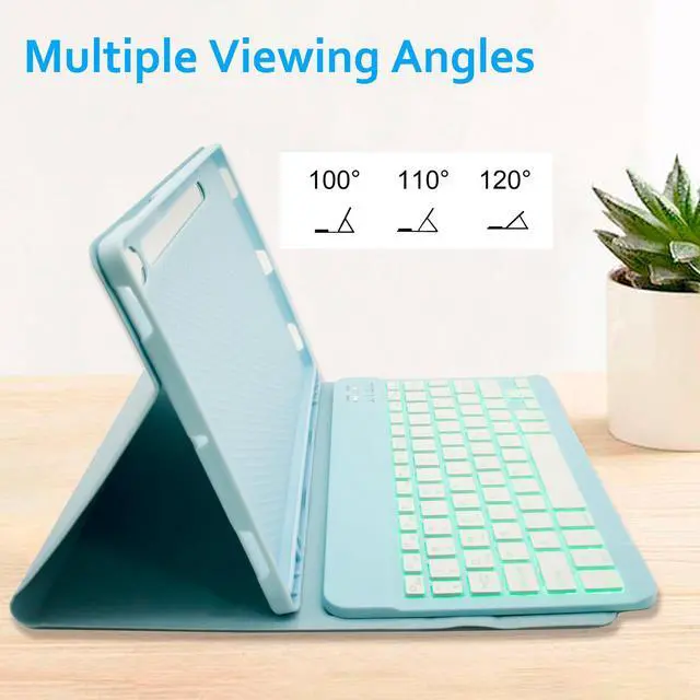 Alt view image 5 of 5 - Keyboard Case for Samsung Galaxy Tab A9 Plus 11 Inch - 7 Colors Backlit Wireless Detachable Folio Keyboard Cover with Pencil Holder, Bluetooth Mouse for Tablet A9+,Blue