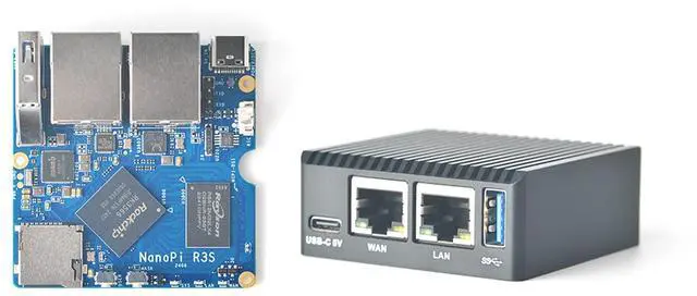 Main image of FriendlyElec NanoPi R3S Mini Router OpenWRT, 2GB LPDDR4X RAM 32GB eMMC, with Dual-Gbps Ethernet for Smart Home Office Gateway IoT NAS Applications, Support Debian Ubuntu OS (2+0GB with Metal Case)