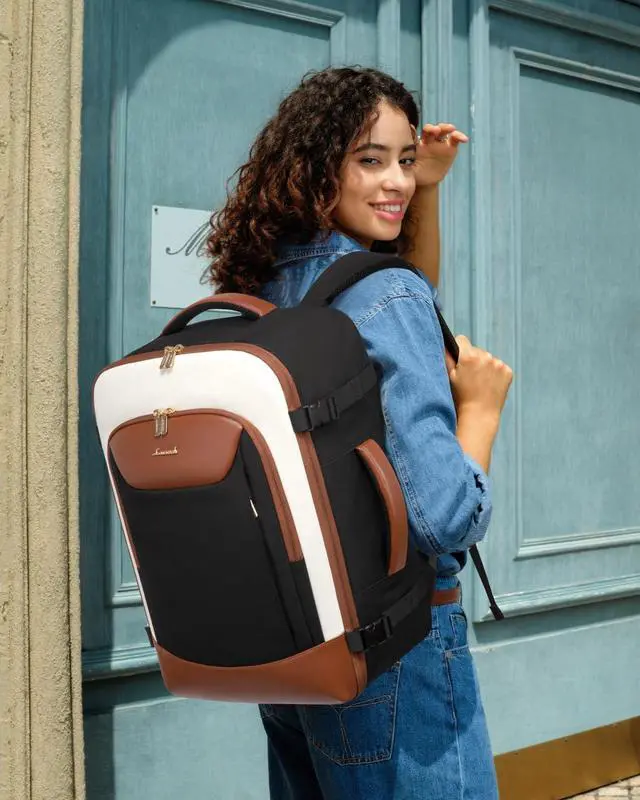 Alt view image 2 of 5 - LOVEVOOK 50L Travel Backpack for Women Men, Large Carry on Backpacks for Airplanes TSA Personal Item Bags fits 17.3" Laptop, Weekender Essentials Airline Approved with 2 Packing Cubes