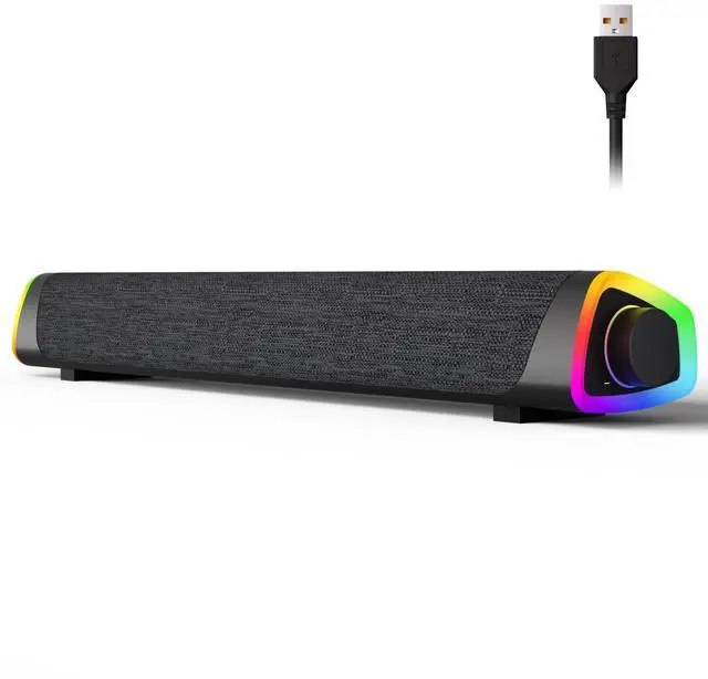 Main image of SOULION R30 Plus Bluetooth Computer Speakers for PC Desktop, All-in-one Control Button with 6 Modes LED Lights, Wired USB Powered Sound Bar, Surround Sound Portable SoundBar for Monitor Laptop Phone