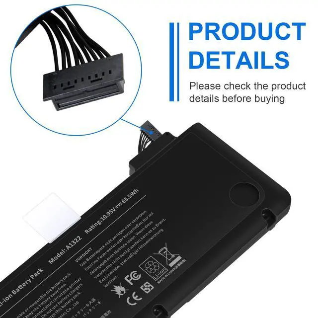 Alt view image 3 of 5 - ASUNCELL A1322 A1278 Laptop Battery for MacBook Pro 13" Mid 2012 2010 Late 2011 Early 2011 661-5229 661-5557 020-6547-A 020-6765-A