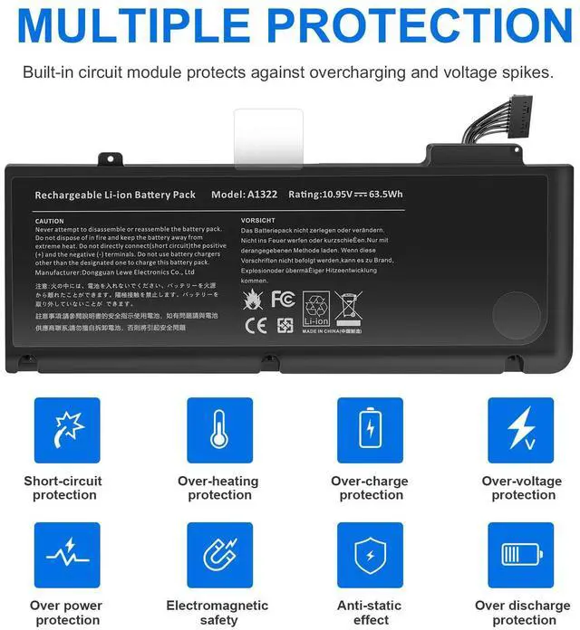 Alt view image 5 of 5 - ASUNCELL A1322 A1278 Laptop Battery for MacBook Pro 13" Mid 2012 2010 Late 2011 Early 2011 661-5229 661-5557 020-6547-A 020-6765-A
