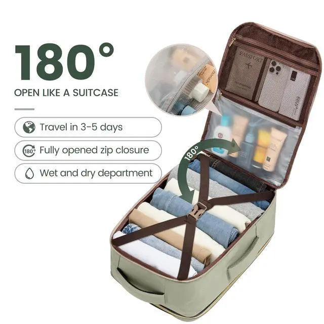 Alt view image 3 of 5 - LOVEVOOK Travel Backpack For Women,40L Carry On Backpack Flight Approved,TSA Personal Item Travel Bag Fits 17 Inch Laptop,Weekender Overnight Daypack with Toiletry Bag and Cube,White Light-brown