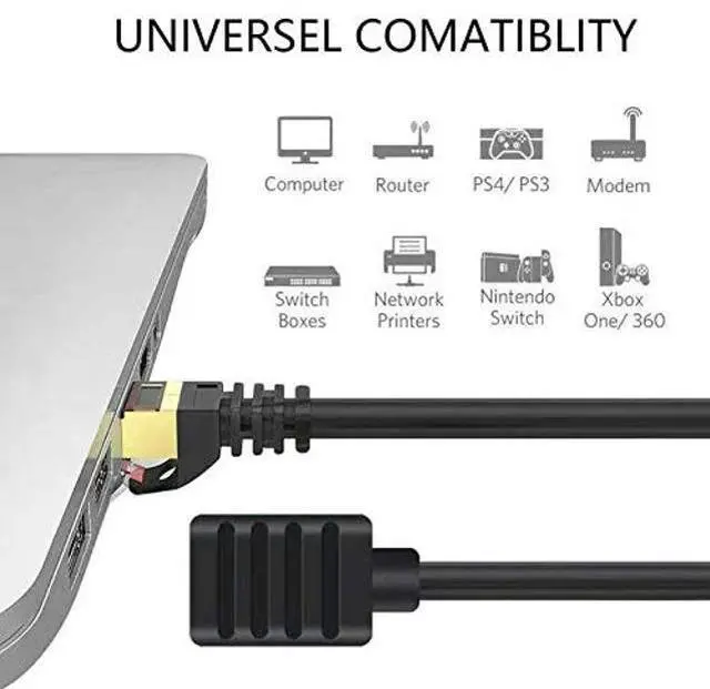 Alt view image 3 of 5 - Ethernet Extension Cable 40 ft,Yeung Qee Shielded Network Cat7 Ethernet Extender Cable Adapter RJ45 Cords Shielded Male to Female Connector (40FT/12M)