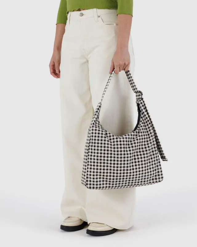 Alt view image 2 of 3 - BAGGU Nylon Shoulder Bag - Black & White Gingham