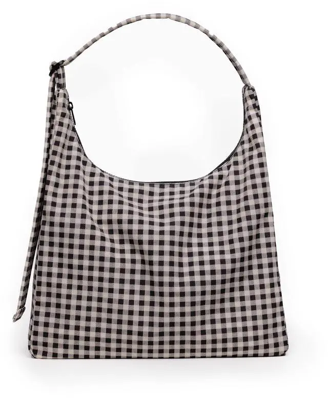Main image of BAGGU Nylon Shoulder Bag - Black & White Gingham