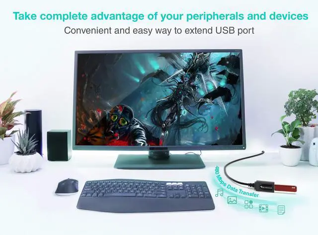 Alt view image 2 of 5 - BlueRigger USB Extension Cable (25FT/7.5M, Long Active USB2.0 Extender, Male to Female Repeater, Data Transfer Cord)- for Game Consoles, Printer, Camera, Keyboard, Hard Drives