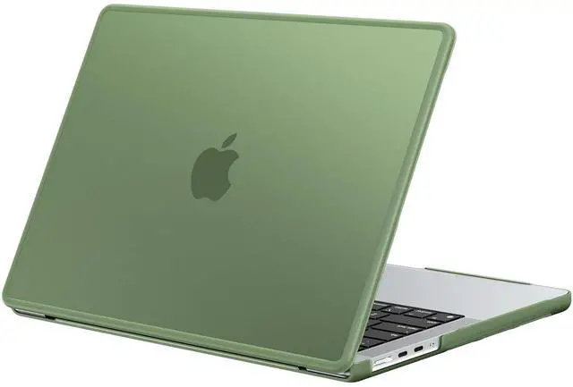 Main image of BlueSwan Anti-Cracking Hard Shell Case Compatible with MacBook Pro 14-inch 2025 2024-2021 Release M4 M3 M2 M1 Pro/Max Chip, Anti-Fingerprint Soft TPU Bumper, Frosted Midnight Green