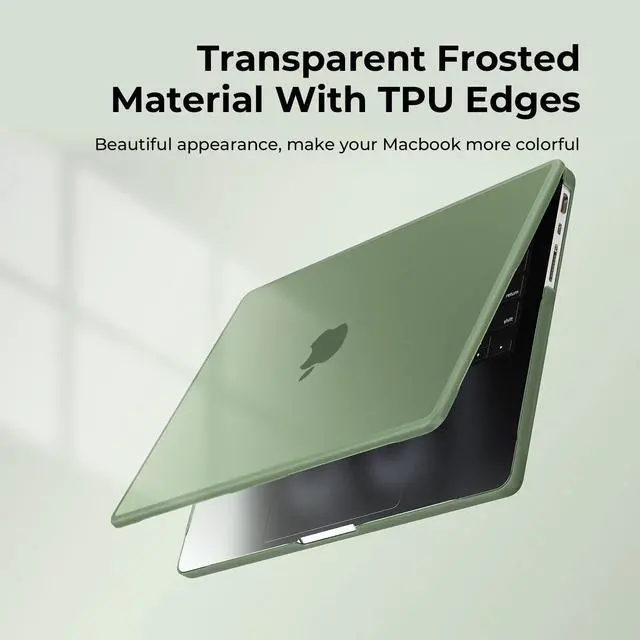 Alt view image 3 of 5 - BlueSwan Anti-Cracking Hard Shell Case Compatible with MacBook Pro 14-inch 2025 2024-2021 Release M4 M3 M2 M1 Pro/Max Chip, Anti-Fingerprint Soft TPU Bumper, Frosted Midnight Green