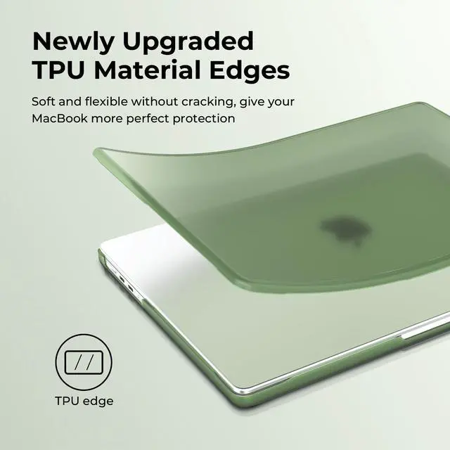 Alt view image 4 of 5 - BlueSwan Anti-Cracking Hard Shell Case Compatible with MacBook Pro 14-inch 2025 2024-2021 Release M4 M3 M2 M1 Pro/Max Chip, Anti-Fingerprint Soft TPU Bumper, Frosted Midnight Green