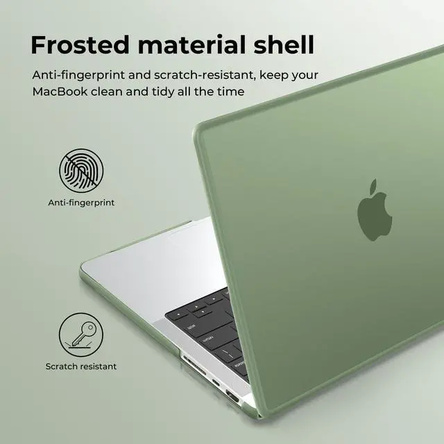 Alt view image 5 of 5 - BlueSwan Anti-Cracking Hard Shell Case Compatible with MacBook Pro 14-inch 2025 2024-2021 Release M4 M3 M2 M1 Pro/Max Chip, Anti-Fingerprint Soft TPU Bumper, Frosted Midnight Green