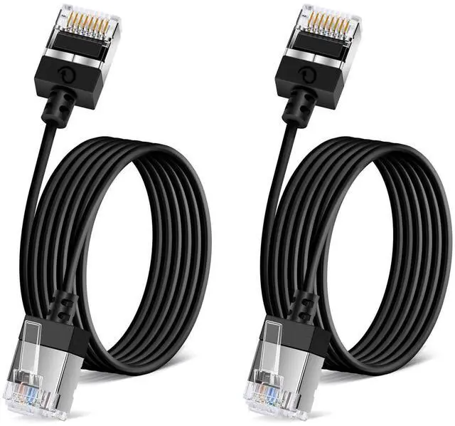 Main image of Dutevolns 2Pack Ultra Thin Cat 6A Ethernet Cable 25 Feet, Flexible & Slim Rj45 Cat6a LAN Cord, 10Gbps 550MHz Cat6 Network Cable for Pc, Router, Windows (Black)
