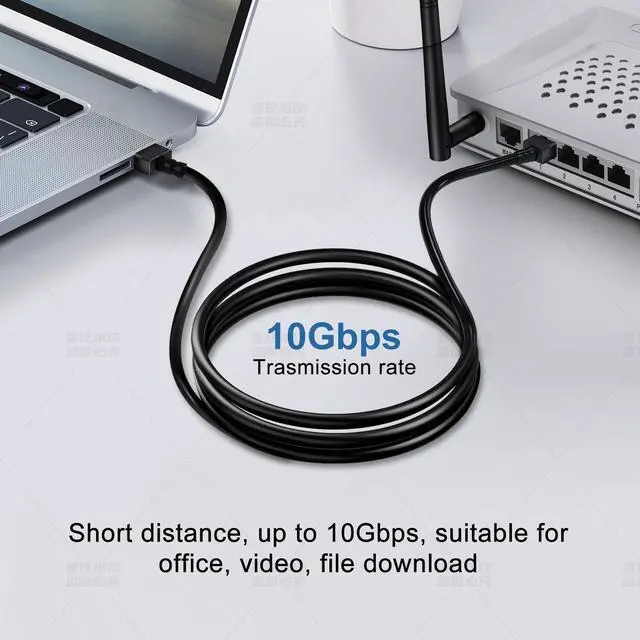 Alt view image 2 of 5 - Dutevolns 2Pack Ultra Thin Cat 6A Ethernet Cable 25 Feet, Flexible & Slim Rj45 Cat6a LAN Cord, 10Gbps 550MHz Cat6 Network Cable for Pc, Router, Windows (Black)