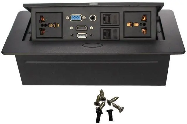 Main image of Wiistar Hide-Table Power Data Center Table Pop up Connection Box with HDMI Network USB Tabletop Interconnect Box