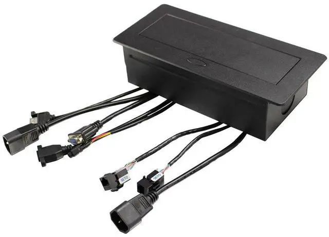 Alt view image 3 of 5 - Wiistar Hide-Table Power Data Center Table Pop up Connection Box with HDMI Network USB Tabletop Interconnect Box