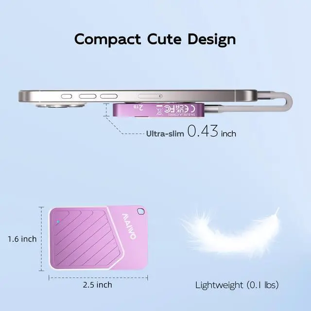 Alt view image 5 of 5 - MAIWO 512GB Magnetic Portable SSD 2050MB/s USB C 3.2 GEN2x2, External Solid State Drive for iPhone15/16/17/Mac/iPad/Android/Windows, Aluminum, Support 4K ProRes Video Record