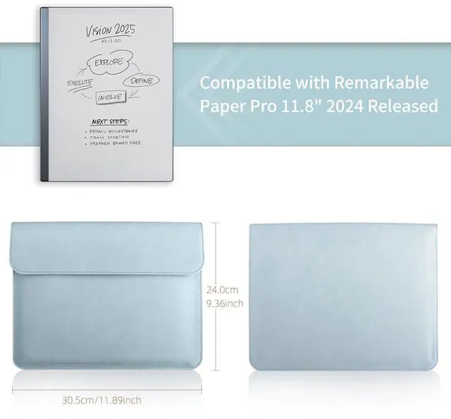 Alt view image 2 of 5 - WALNEW Sleeve Case for Remarkable Paper Pro, Slim Protective Pouch Bag Case Cover with Pen Holder for Remarkable Paper Pro Color Tablet 11.8 2024 Released,Lightblue