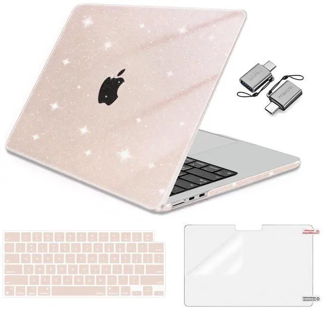 Main image of MOSISO Compatible with MacBook Air 13 inch Case 2025 2024 2023 2022 M4 A3240 M3 A3113 M2 A2681, Glitter Sparkly Hard Shell&Keyboard Skin&Screen Film&Type C for MacBook Air 13.6 inch Case, Chalk Pink