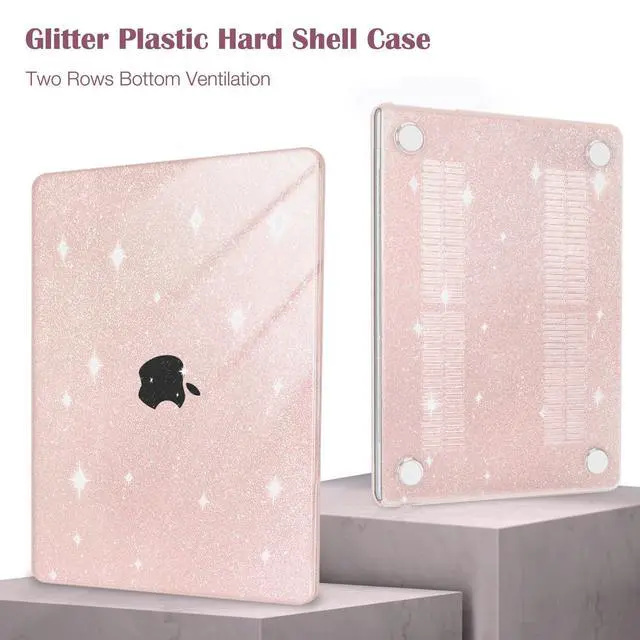 Alt view image 5 of 5 - MOSISO Compatible with MacBook Air 13 inch Case 2025 2024 2023 2022 M4 A3240 M3 A3113 M2 A2681, Glitter Sparkly Hard Shell&Keyboard Skin&Screen Film&Type C for MacBook Air 13.6 inch Case, Chalk Pink