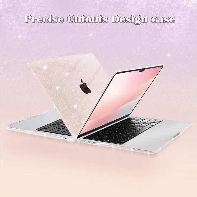 Alt view image 4 of 5 - MOSISO Compatible with MacBook Air 13 inch Case 2025 2024 2023 2022 M4 A3240 M3 A3113 M2 A2681, Glitter Sparkly Hard Shell&Keyboard Skin&Screen Film&Type C for MacBook Air 13.6 inch Case, Chalk Pink