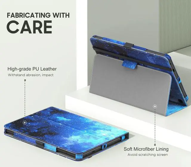 Alt view image 3 of 5 - MoKo Case Fits All-New Amazon Kindle Fire HD 8 & 8 Plus Tablet (12th Generation/10th Generation, 2024/2022/2020 Release) 8",Slim Folding Stand Cover with Auto Wake/Sleep, Blue Starry Sky