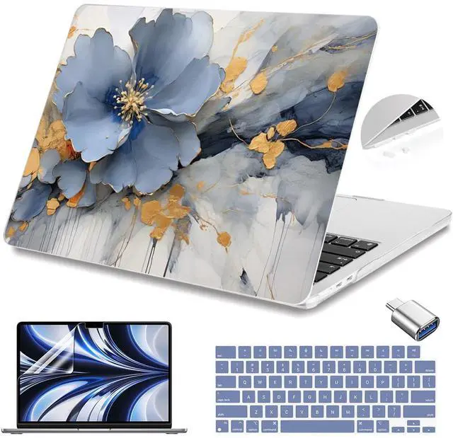 Main image of Teryeefi Compatible with A2681 A3113 A3240 MacBook Air 13.6 inch Case M2 M3 M4 Release 2022-2025,Protective Slim Cover + Keyboard Cover+OTG Adapter for 13.6 inch MacBook Air Liquid Retina, Art Florals