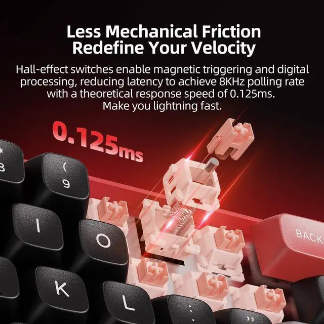 Alt view image 3 of 5 - MicroPack Mechanical Keyboard with Magnetic Switches and 68-Key, 0.1-3.3mm Adjustable Actuation with 0.01mm RT Precision, Web/Software Driven, 8000Hz Polling Rate for Rapid Trigger Gaming Keyboard