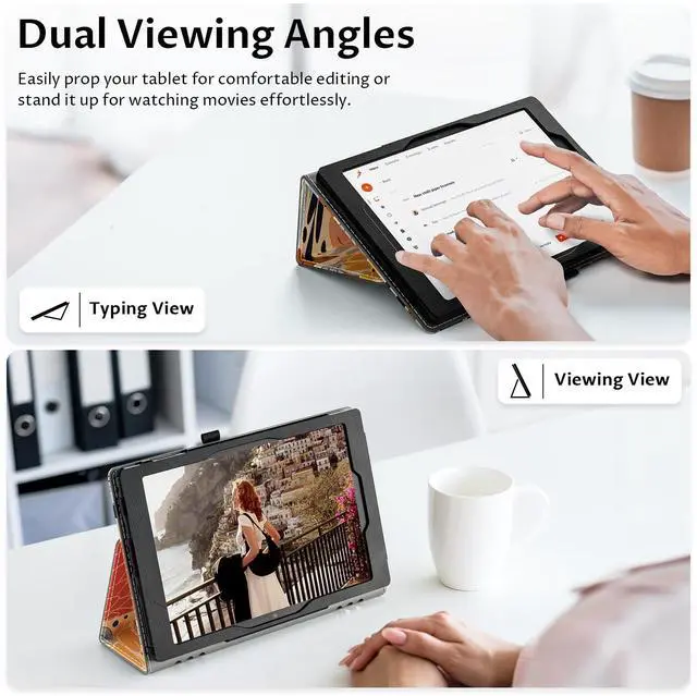 Alt view image 4 of 5 - VORI Case for All-New Amazon Kindle Fire HD 10 Tablet (13th/11th Generation 2023/2021 Release) and Fire HD 10 Plus - Slim Folding Stand Folio Cover with Auto Wake/Sleep & Hand Strap, Protea