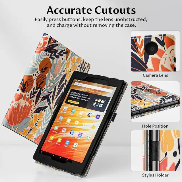 Alt view image 5 of 5 - VORI Case for All-New Amazon Kindle Fire HD 10 Tablet (13th/11th Generation 2023/2021 Release) and Fire HD 10 Plus - Slim Folding Stand Folio Cover with Auto Wake/Sleep & Hand Strap, Protea